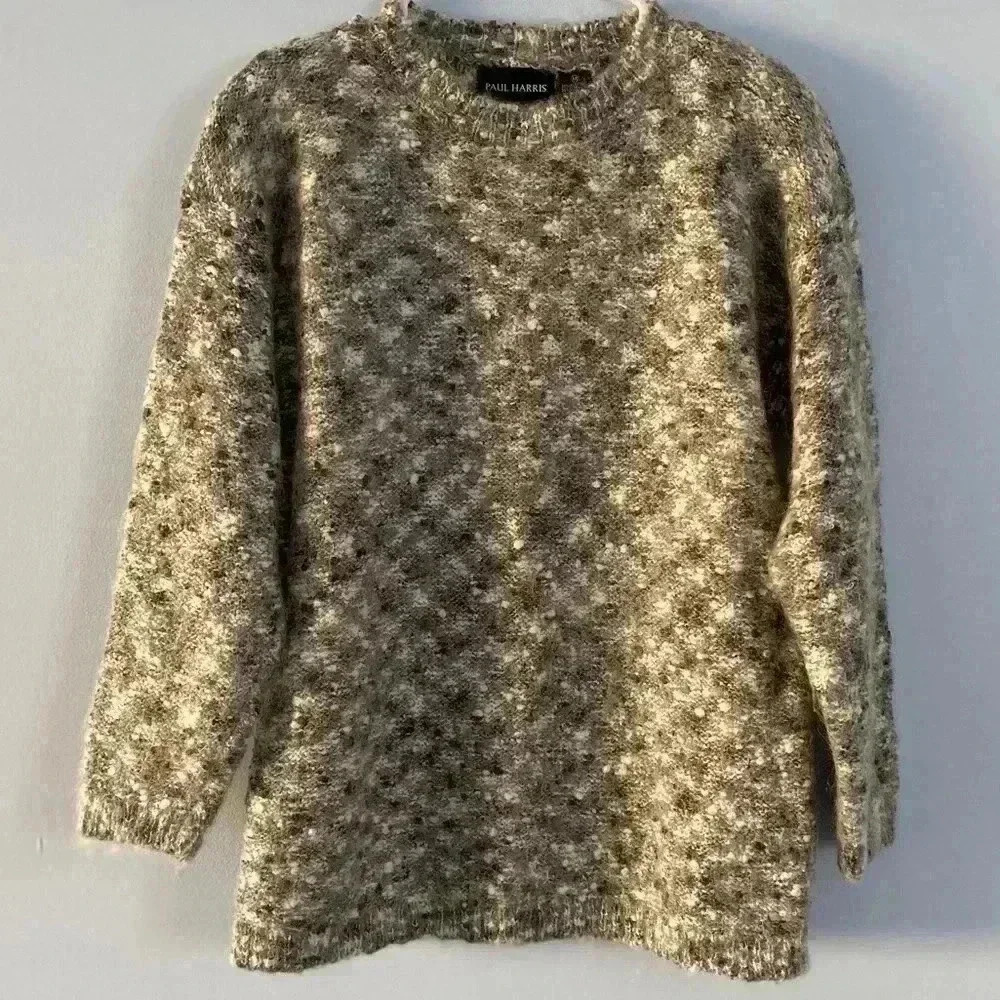 Vintage 90s Paul Harrison Wool Mohair Blend Sweater Gray Size Medium M